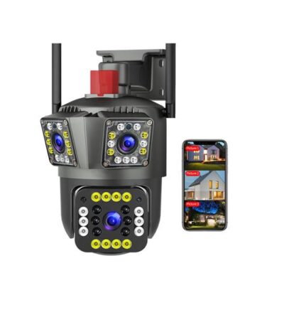 SPEED-X (SPZ-803) 3 CAMERA LENS WIFI OUTDOOR 6MP COLOR NIGHT VISION WITH V380 PRO APP